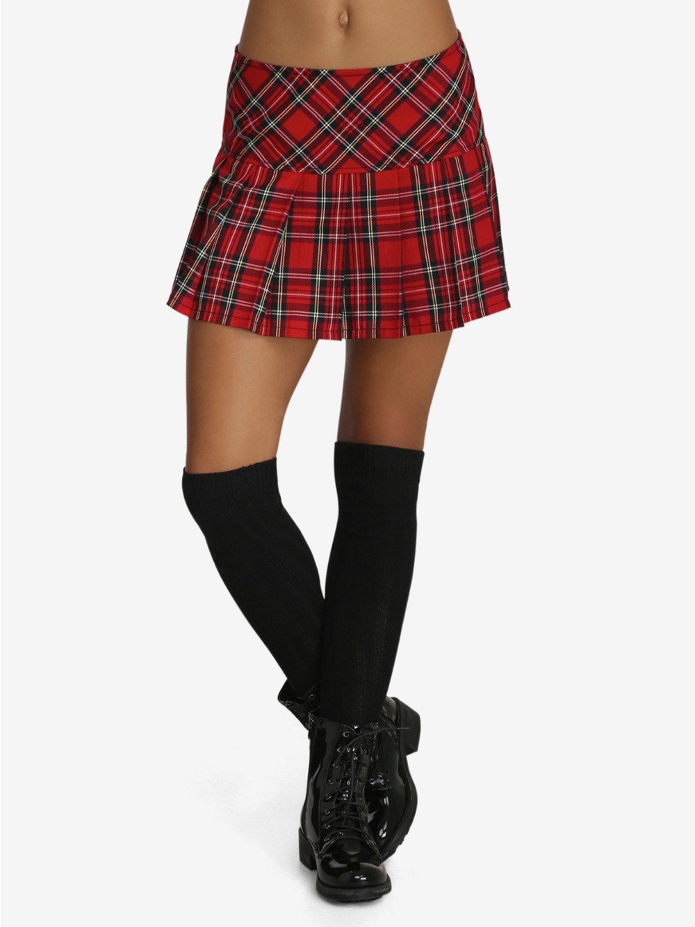 Royal Bones Red Plaid Pleated Mini Skirt